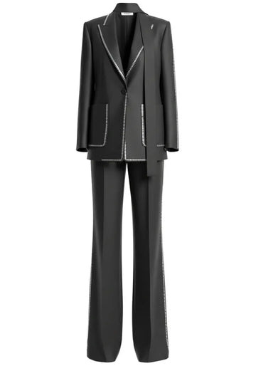 Metallic Trim Suit Black