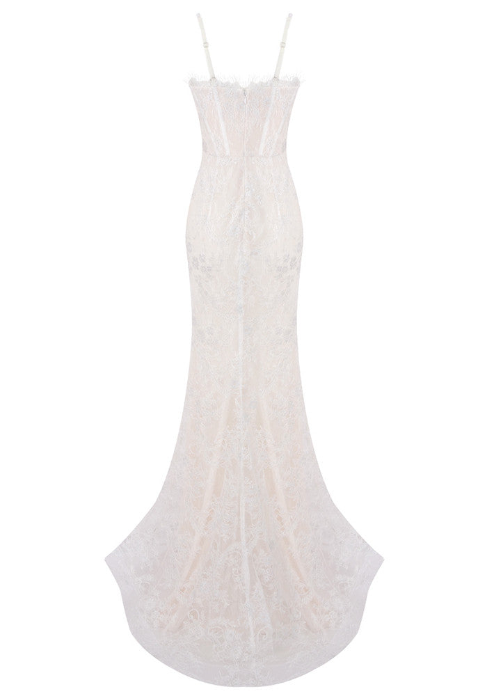 Lace Corset Maxi Dress White