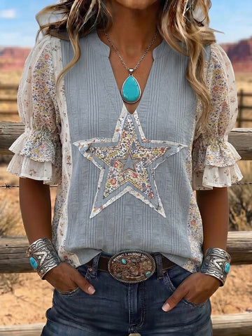 Vintage Art Independence Day Appliqué Embroidery Design Shirt