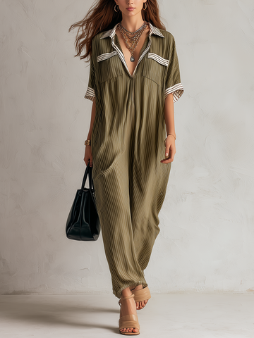 Sophisticated Olive Pleated Relaxed Maxi Dress