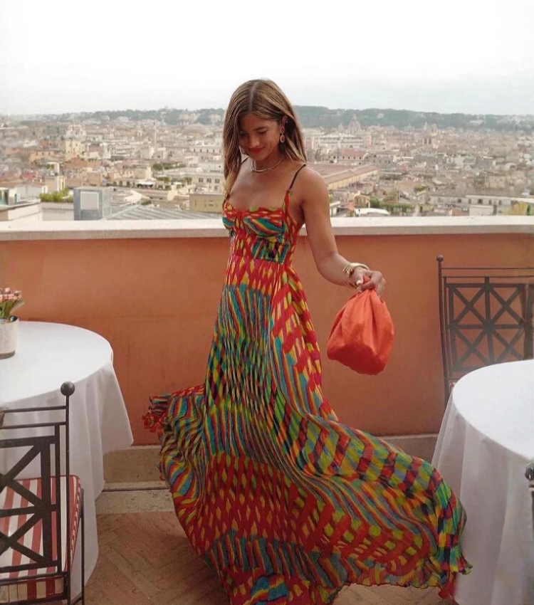 Sling Backless Printed Dress