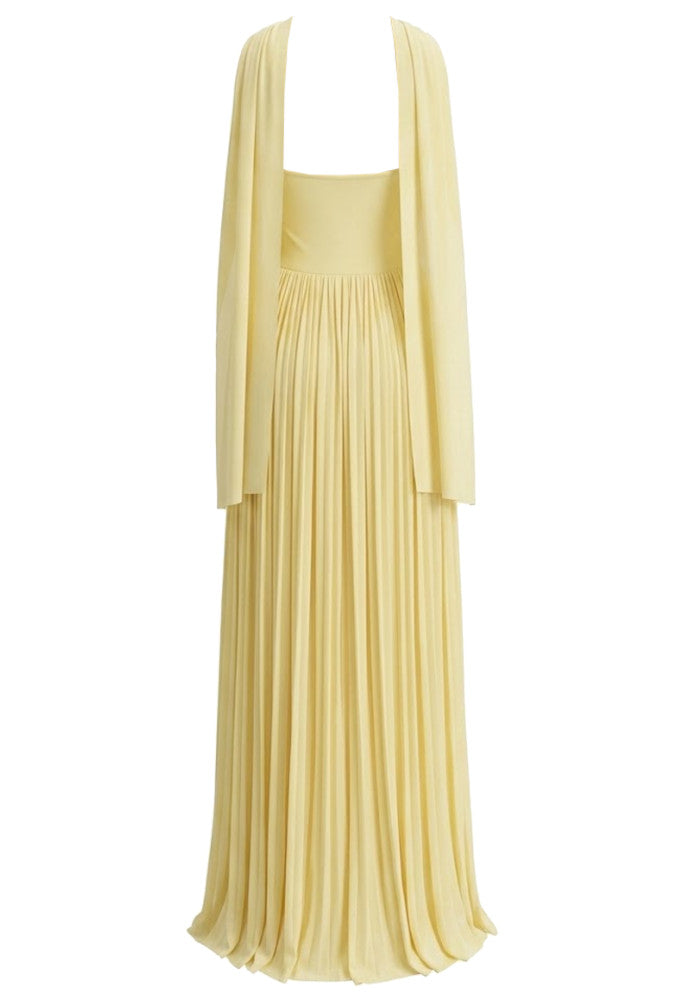 Strapless Scarf A Line Maxi Dress Yellow