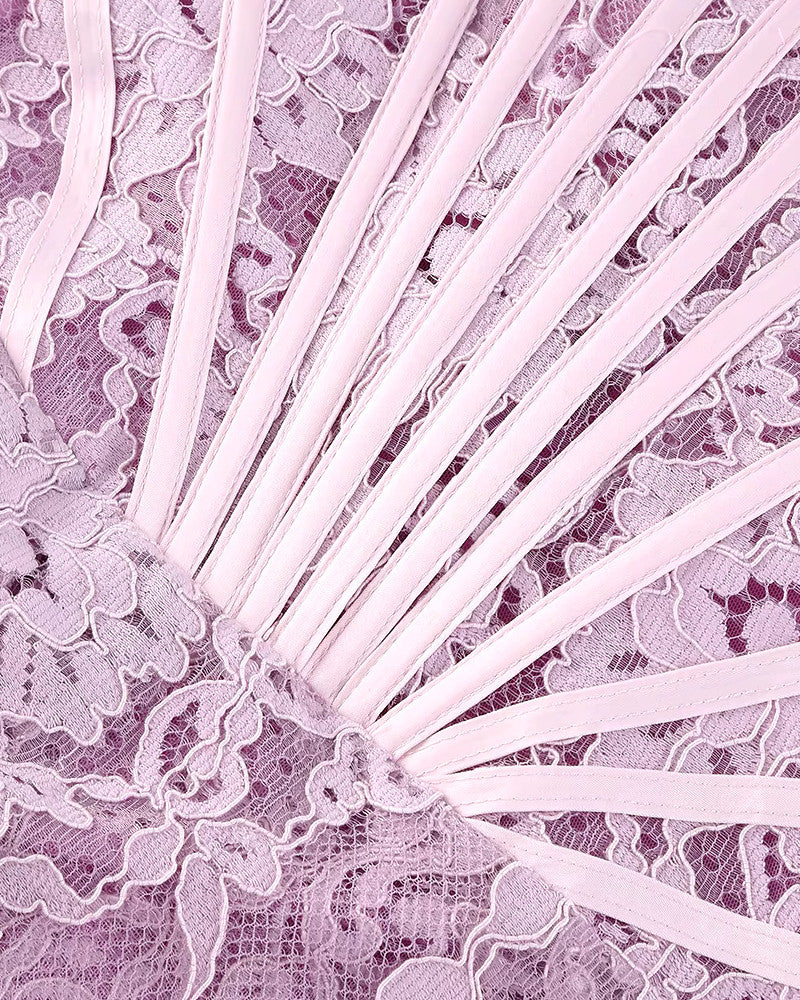 Strapless Lace Corset Dress Lavender Pink
