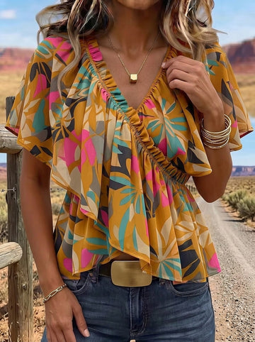 Vintage Floral Print Comfortable Summer Fabrics Casual Shirt