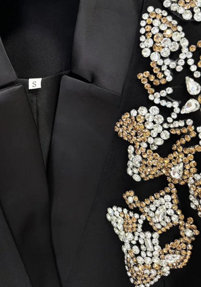 Crystal Shoulders Suit Black