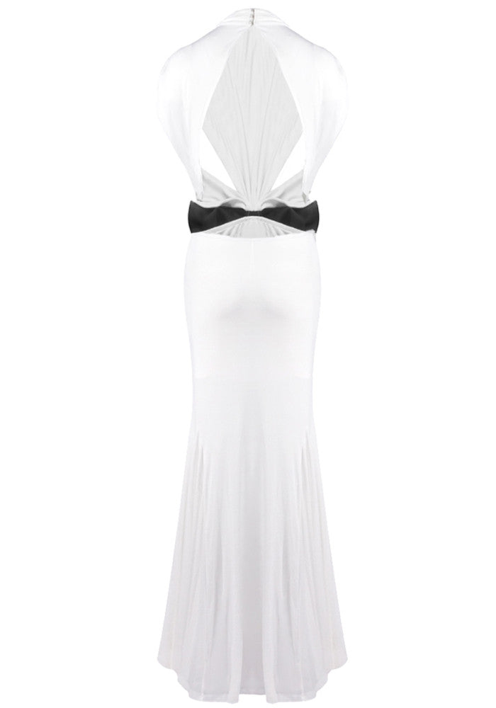 Bow Backless Maxi Dress White