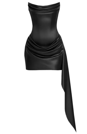Strapless Draped Corset Dress Black