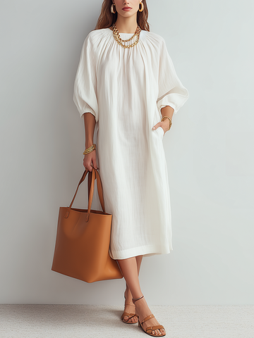 Effortless Cream Relaxed Midi Dress