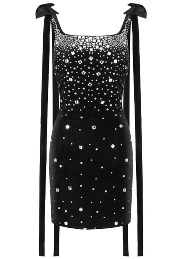 Crystal Velvet Dress Black