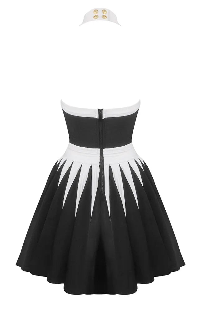Halter Flower Detail A Line Black White