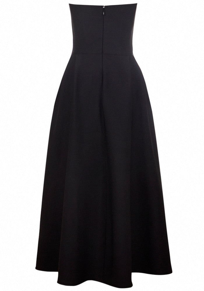 Strapless Crystal Design A Line Dress Black