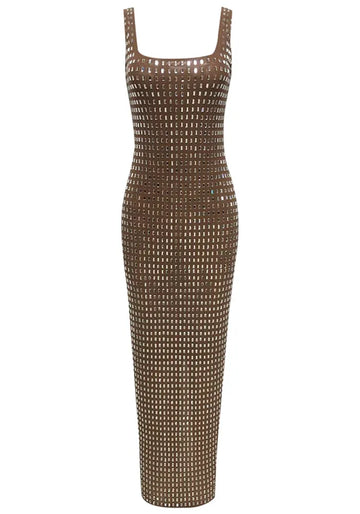Embellished Maxi Dress Brown