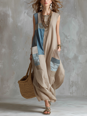 Resort Style Patchwork Art Dress