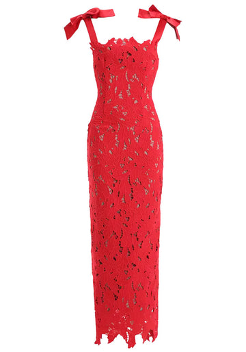 Crochet Maxi Dress Red
