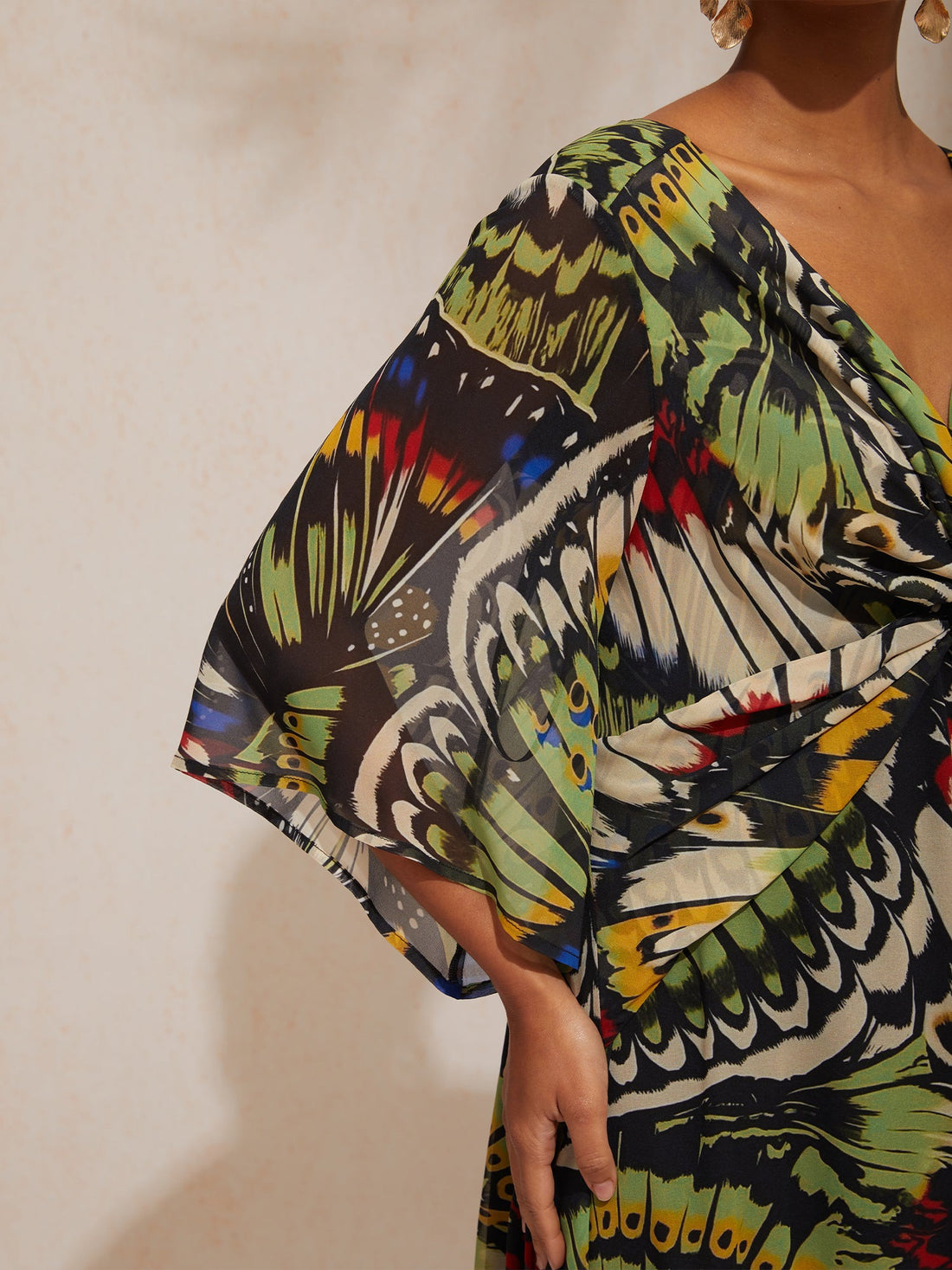 Jungle Butterfly Flowy Chiffon Maxi Dress