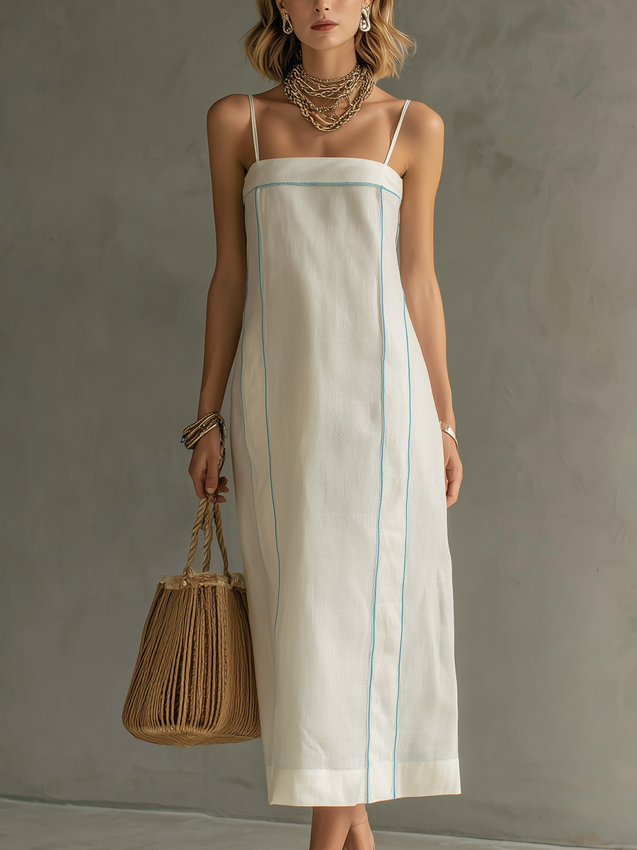 Minimalist Resort Style Blue Striped Slip Dress