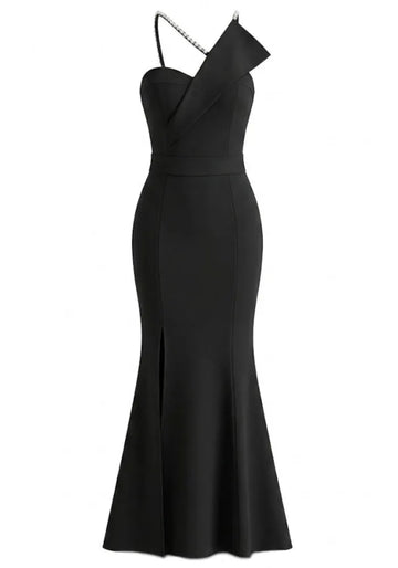 Crystal Straps Maxi Dress Black