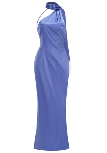 Halter Scarf Maxi Dress Blue