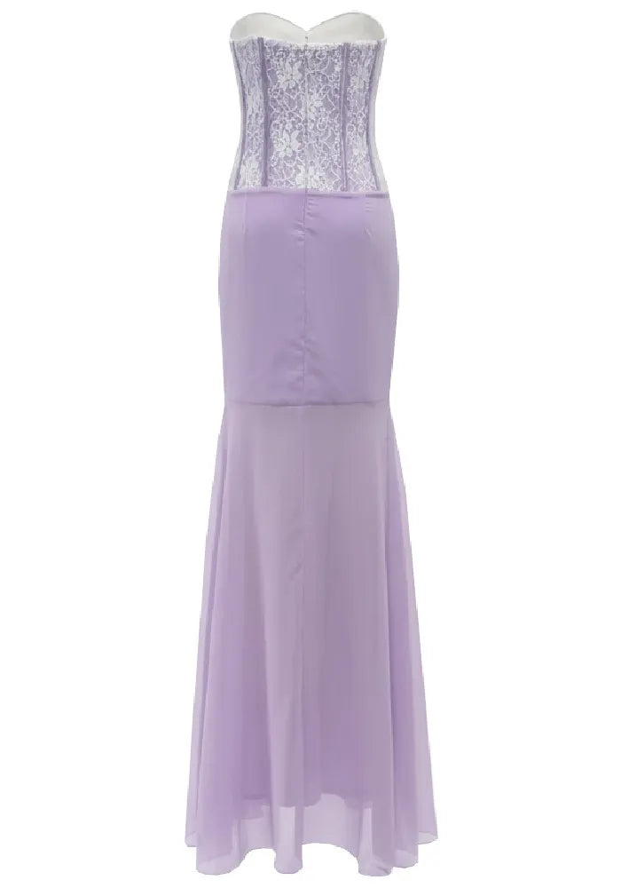 One Shoulder Floral Maxi Dress Lavender