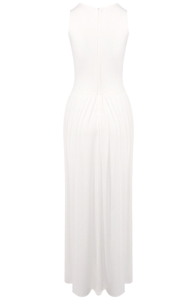 Draped Design Maxi Dress White