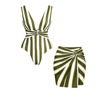 Olive Stripe Swimsuit Set(s)