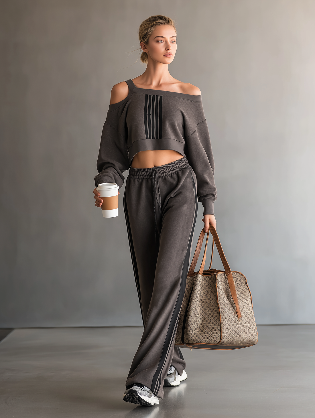 Women's Fashion Off-Shoulder Long-Sleeve Cropped Sweatshirt MDZ2020D5Y