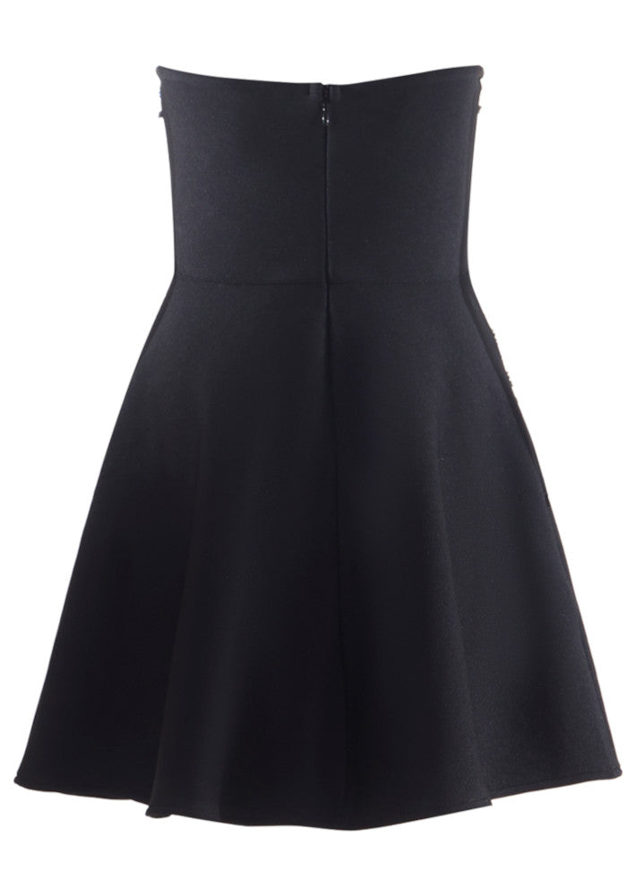 Crystal Strapless A Line Dress Black