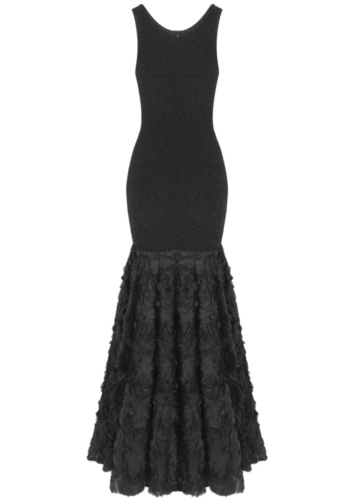 Floral Mermaid Maxi Dress Black