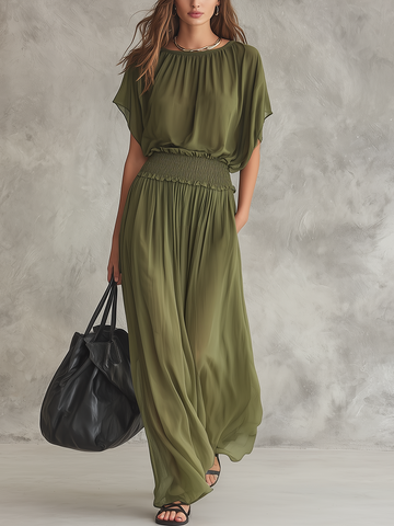 Relaxed Smocked Waist Maxi Dress
