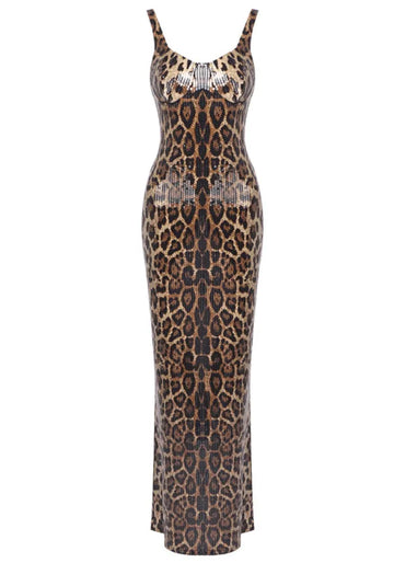 Cape Animal Print Maxi Dress