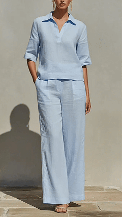 New Arrivals🔥Women's Solid Cotton Linen Two-Piece Set 66fd