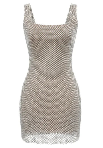 Embellished Backless Dress Silver