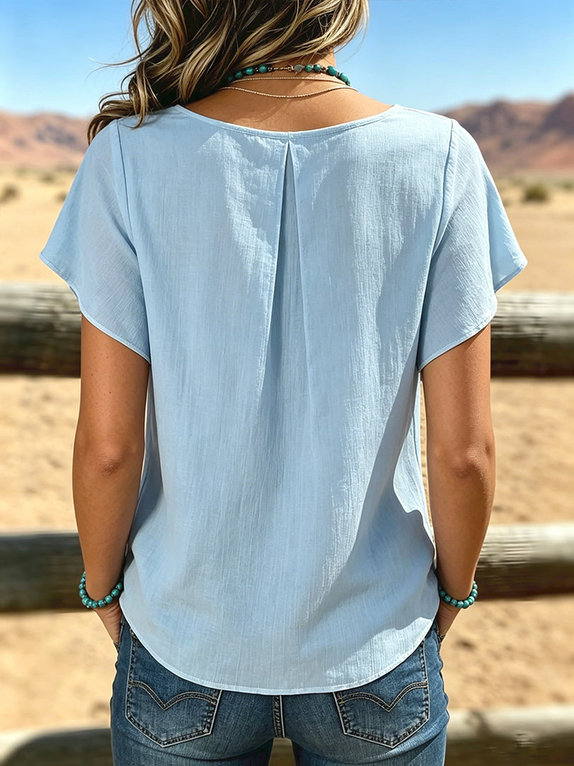 Women's Vintage Fake Two-piece Patchwork Chiffon Casual Shirt