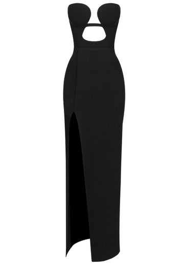Strapless Bustier Maxi Dress Black