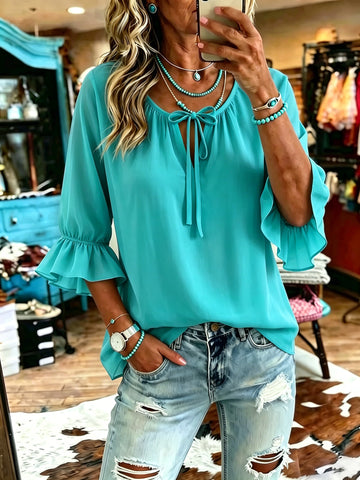 Women's Vintage Patchwork Chiffon Casual Shirt