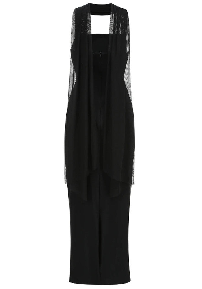 Strapless Scarf Maxi Dress Black