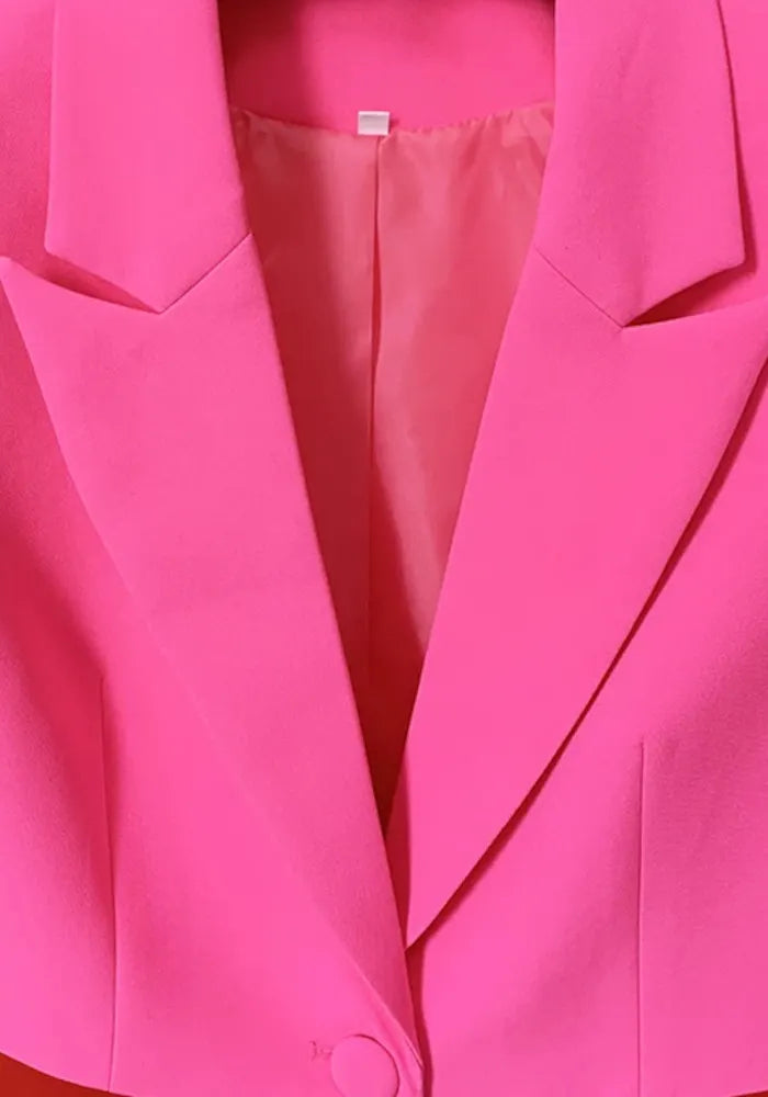 Colorblock Suit Hot Pink Red