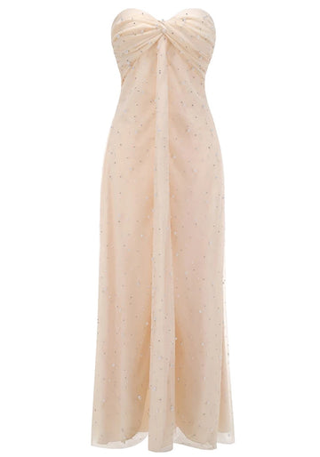 Strapless Pearl Maxi Dress Ivory