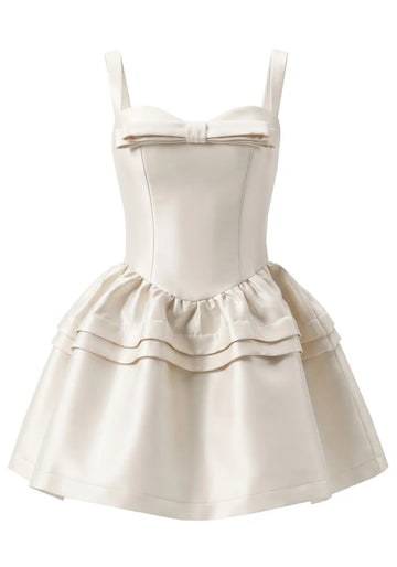 Bow Detail A Line Dress Ivory