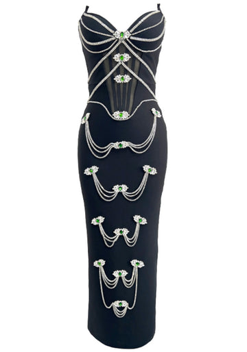 Strapless Embellished Maxi Dress Black