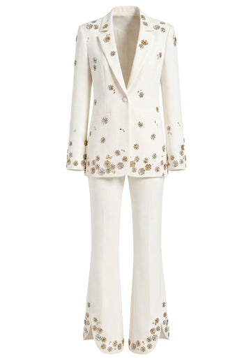 Crystal Flower Suit White