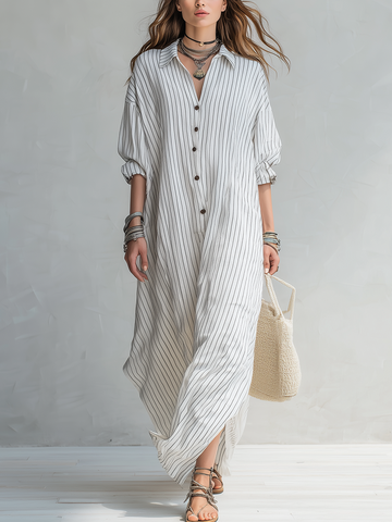 Simple Striped Shirt Dress