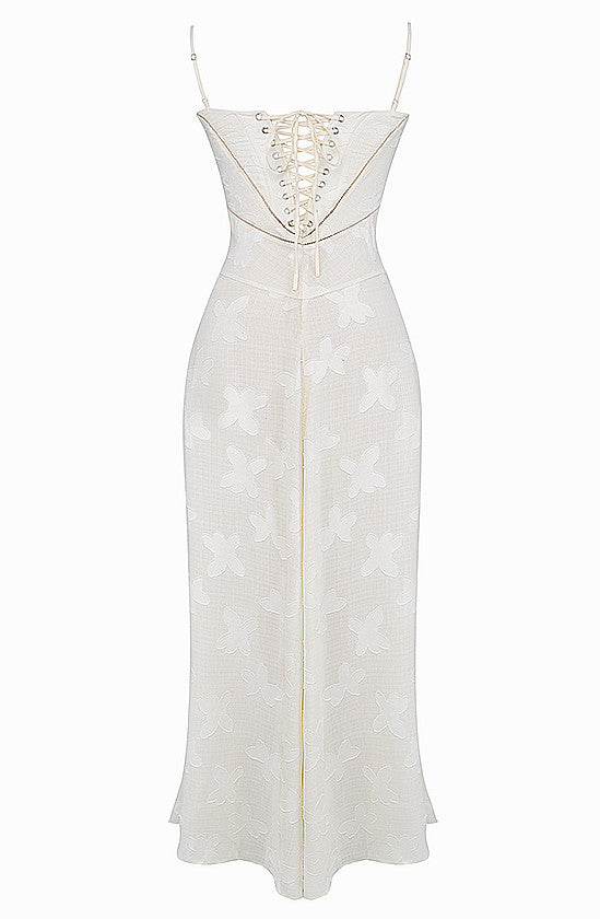 Floral Corset Maxi Dress Ivory