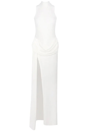 Draped Detail Maxi Dress White