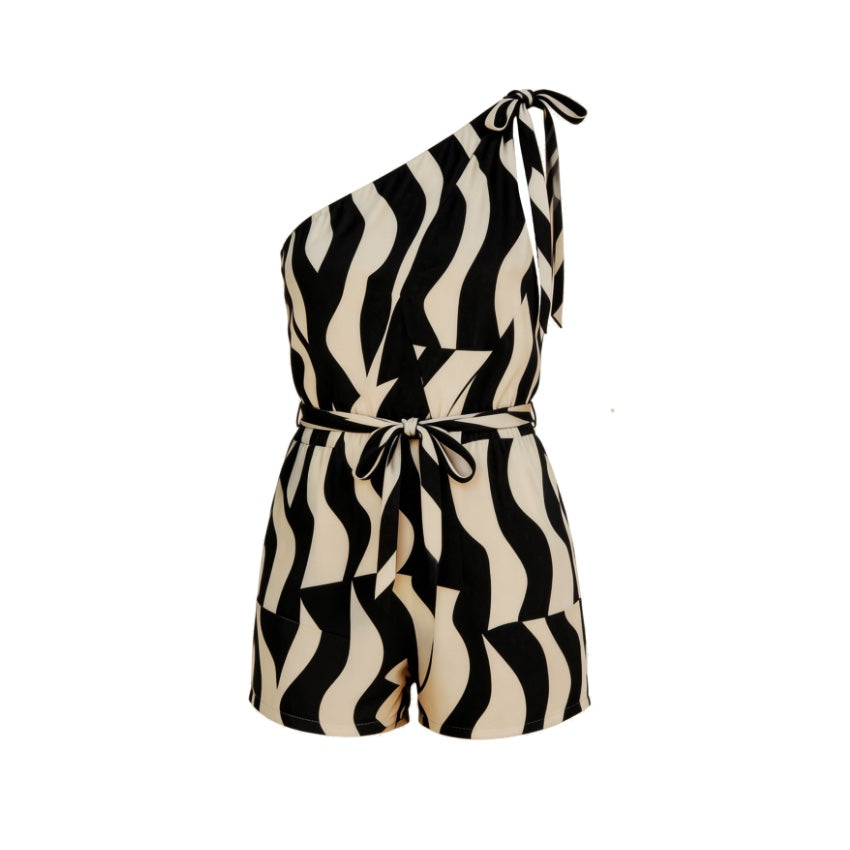 Casual Striped Romper Shorts