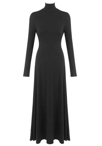 Long Sleeve Heart Cut Out Maxi Dress Black