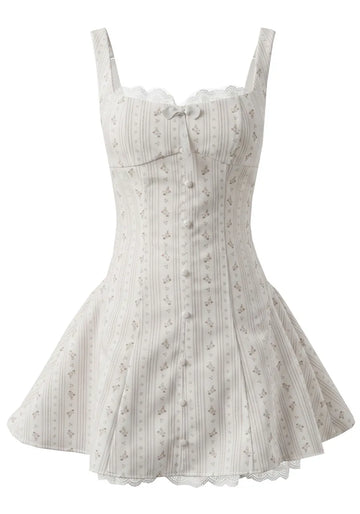 Floral A Line Corset Dress White Pink