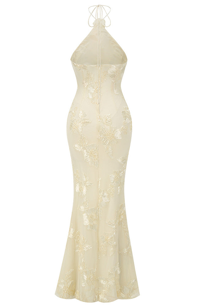 Halter Floral Maxi Dress Ivory