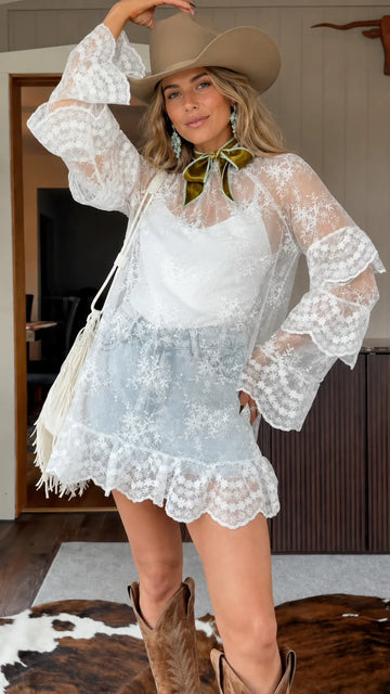 Women's Vintage Lace Cut-Out Top