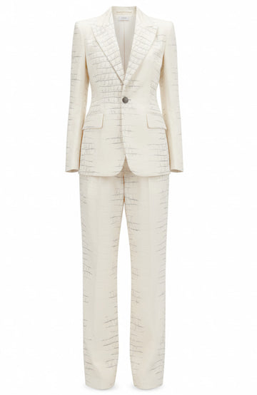 Crocodile Print Suit Ivory